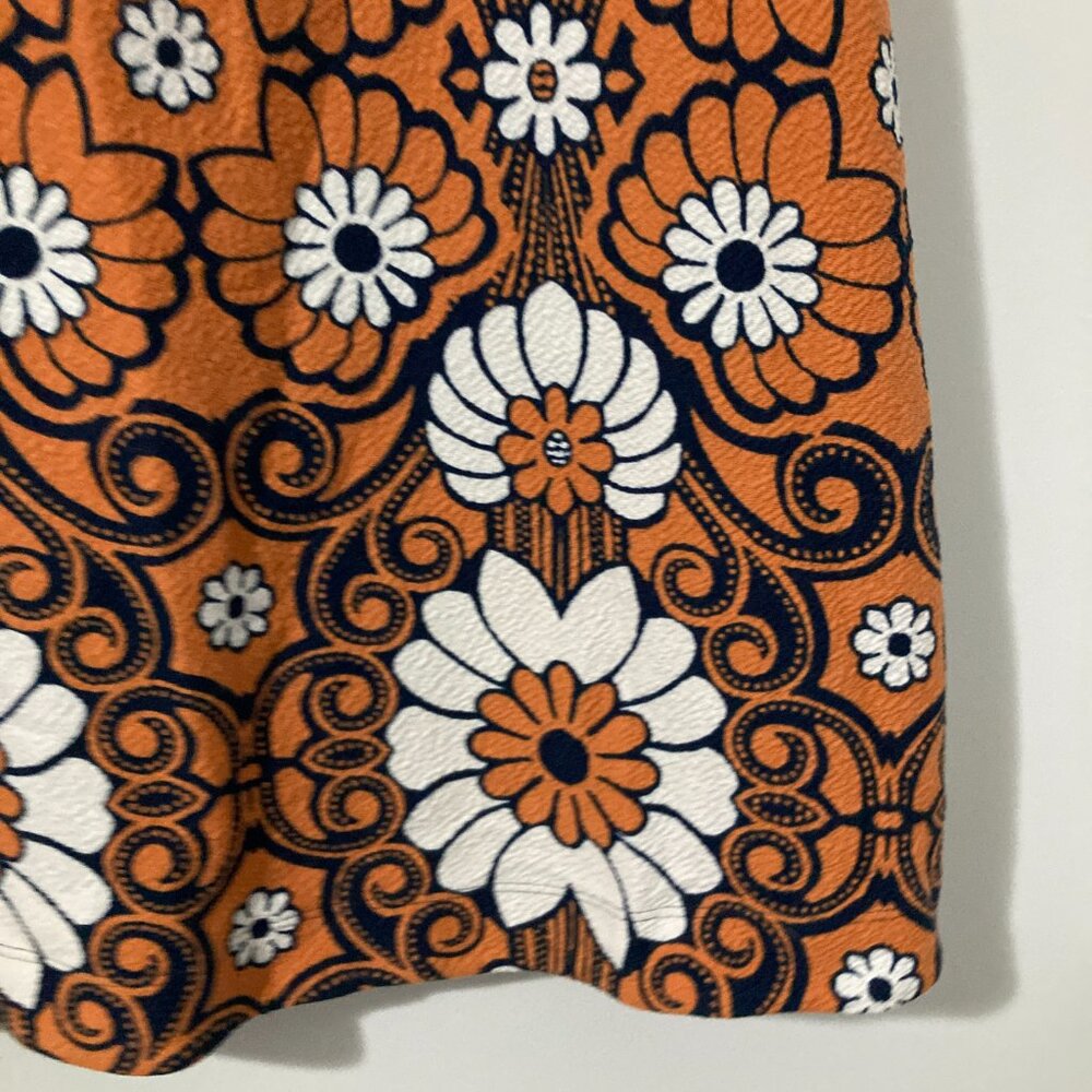 Anthropologie Orange Green Floral Mini Dress - Picture 7 of 14